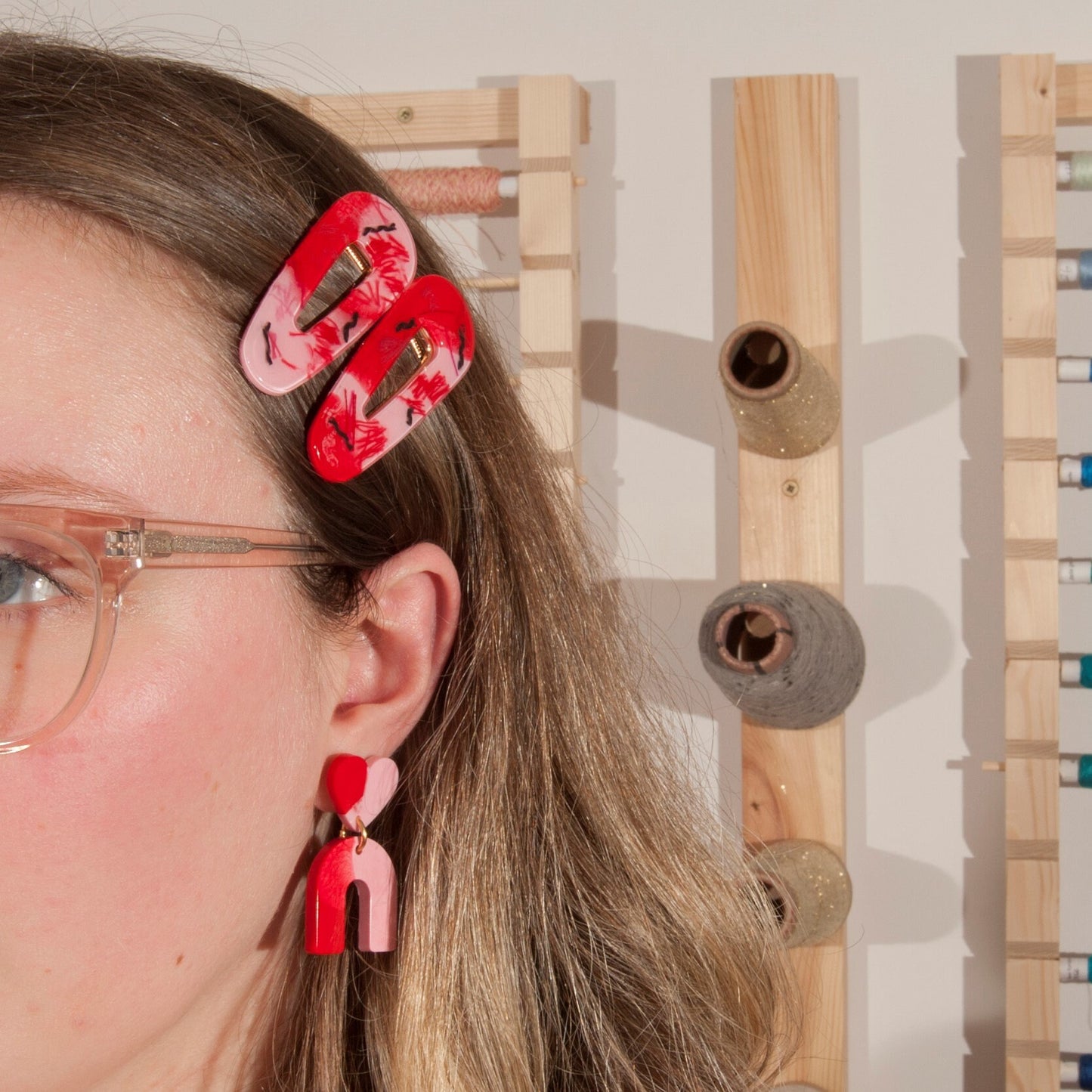 Valentina Pink & Red Resin Hair Clip